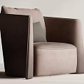 Elegant Modern Single Sofa In Beige Fabric With Soft Armrest And Comfortable Backrest