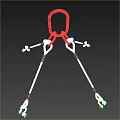 Lifting Equipment with Red Ring Three Metal Chains and Safety Hooks for Industrial Lifting