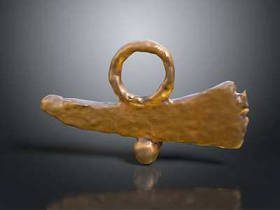 Unique Golden Metallic Clothing Accessory With Loop And Long Shape Design For Fashion Apparel 3d model