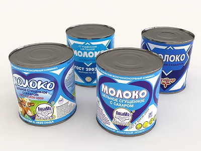 Canned Milk Products With Various Packaging Designs 3d model