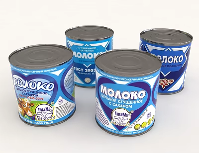 Canned Milk Products With Various Packaging Designs 3d model