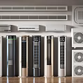 Various Air Conditioners and Fans Types Including Wall Mounted Floor Standing Window Units Outdoor Compressors
