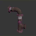 Rusted Industrial Metal Pipe Fitting With Elbow Joint And Flanges