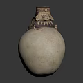 Handcrafted Cream Colored Clay Vase With Brown Decorative Patterns And Handles For Home Decoration