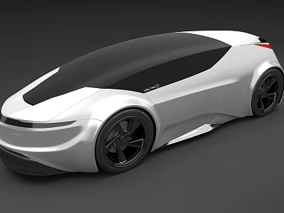 Futuristic White Concept Car with Sleek Aerodynamic Body Black Roof and Large Wheels 3d model