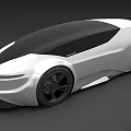 Futuristic White Concept Car with Sleek Aerodynamic Body Black Roof and Large Wheels