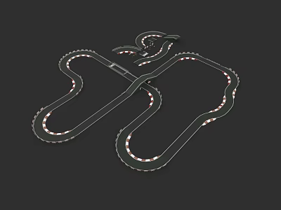 Car Race Track Layout With Curves Straight Sections and Markers 3d model