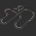Car Race Track Layout With Curves Straight Sections and Markers 3d model