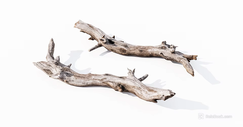 Natural Rustic Wood Logs with Weathered Texture for Home Decor Projects 3d model 