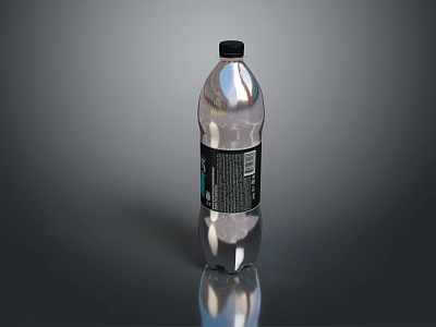 Household Transparent Plastic Water Bottle With Black Label For Daily Use 3d model