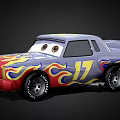 Vintage Muscle Car With Red Yellow Blue Flame Decals And Cartoon Eyes Number 7