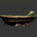 Green Ceramic Frying Pan With Handle And Shiny Surface For Kitchen Use