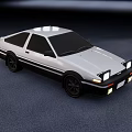 White Retro Sports Car Model With Two Door Design And Black Wheels