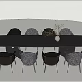 New Chinese Dining Table and Chair Tea Table and Chair Combination Dining Chair Dining Table 3d model
