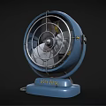 Vintage Blue Fan With Metal Grille And Classic Base Design For Home Cooling