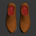Orange Leather Slip On Casual Shoes With White Sole And Sleek Design
