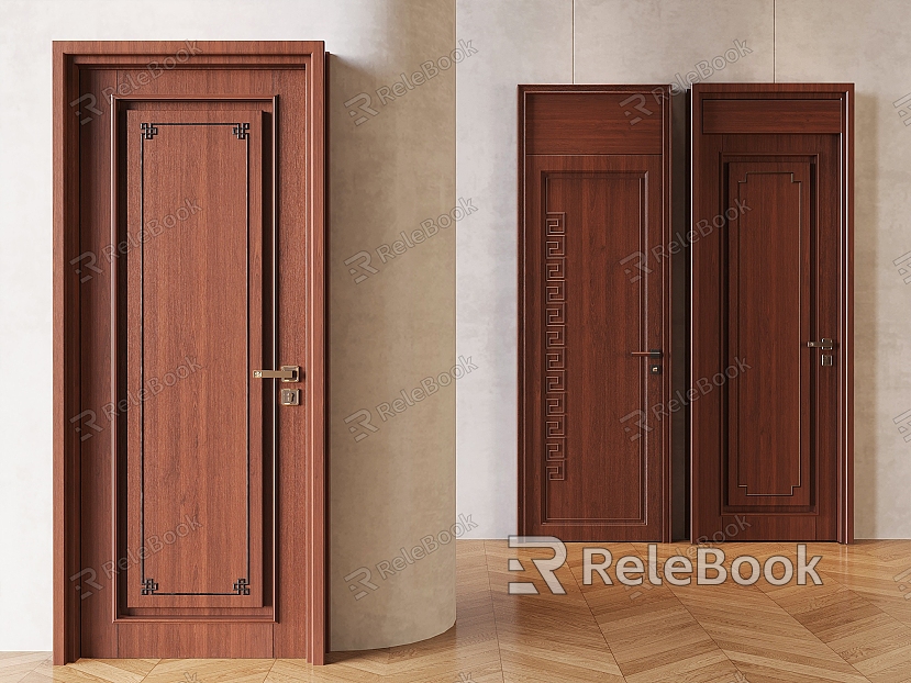 Chinese Single Door Chinese Carved Flat Door Indoor Single Door Chinese Bedroom Flat Door model