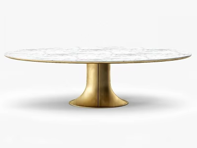 Round Marble Top Coffee Table With Gold Brass Pedestal Base Modern Design 3d model