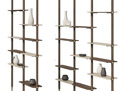 Modern Decorative Shelving Unit With Multi tiered Shelves Holding Vases And Decorative Pieces 3d model