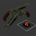 Vintage Revolver Pistols With Metal Finish And Red Magazines On Dark Background