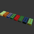 Colorful Plastic Building Blocks In Various Colors Arranged On Gray Surface