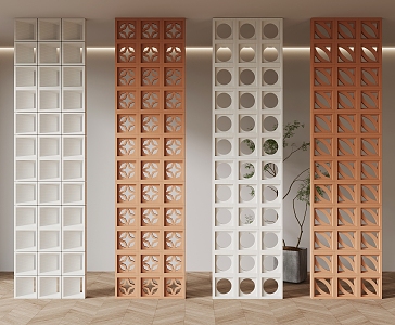 Hollow cement brick partition hollow brick screen partition 3d model