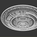 Circular Mechanical Component With Dark Gray Surface Central Glowing Light And Ring Patterns