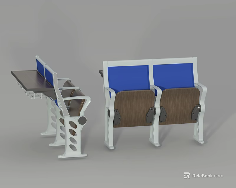 Modern Armchairs With Blue Cushions White Frame And Side Table Design 3d model