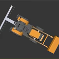 Orange Toy Bulldozer with Front Loader Black Wheels and Mini Construction Vehicle Model