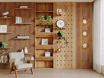 Nordic Decorative Cabinet Log Decorative Cabinet 3d model
