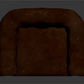 Classic Brown Leather Armchair With Tufted Buttons And Stitched Edges