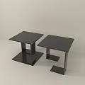 Modern Black Side Tables With Square Tabletop And Unique Base Design 3d model