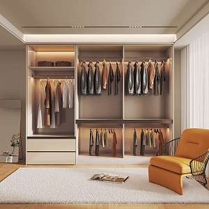 Wardrobe Real creamy-white Wardrobe Fashion Wardrobe 3d model