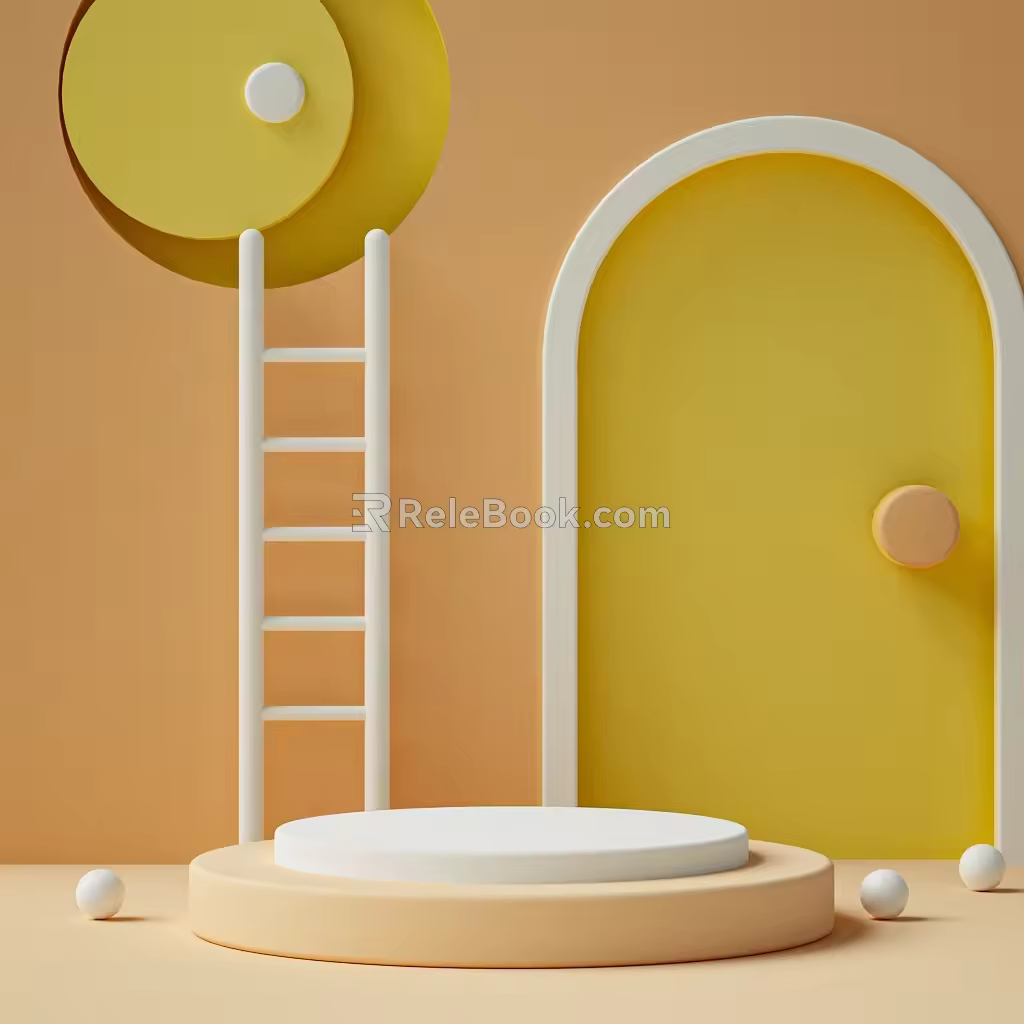 Modern E-commerce Background Meichen Display E-commerce Display Commodity Booth 3d model