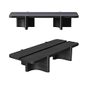 Black Modern Coffee Table with Sleek Rectangular Top and Wooden Supportive Legs 3d model