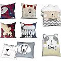 Cute Animal Shaped Decorative Throw Pillows With Various Patterns For Home Decor 3d model