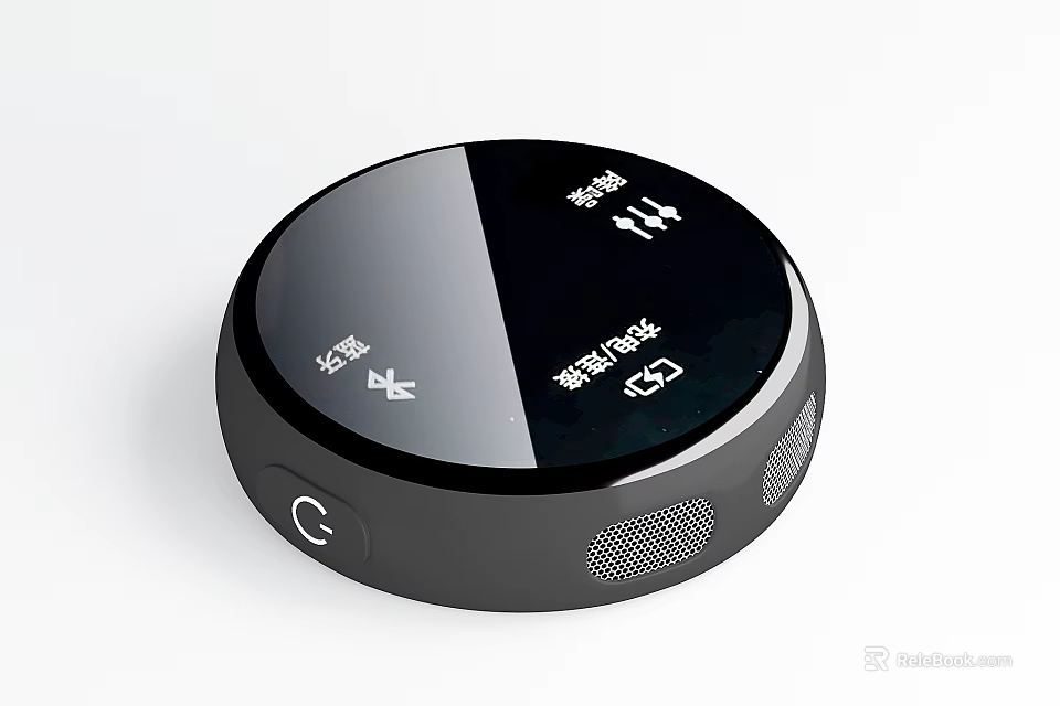 Round Black Bluetooth Audio Speaker With Display Panel Volume Control And Compact Design 3d model 
