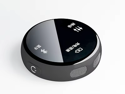 Round Black Bluetooth Audio Speaker With Display Panel Volume Control And Compact Design 3d model