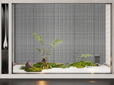 Modern landscape sketch indoor plant landscape sketch patio white sand moss landscape plant sketch indoor creative landscape sketch combination 3d model