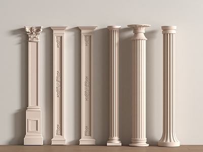 European Column Roman Column Gypsum Column Gypsum Line Cylindrical Square Column 3d model