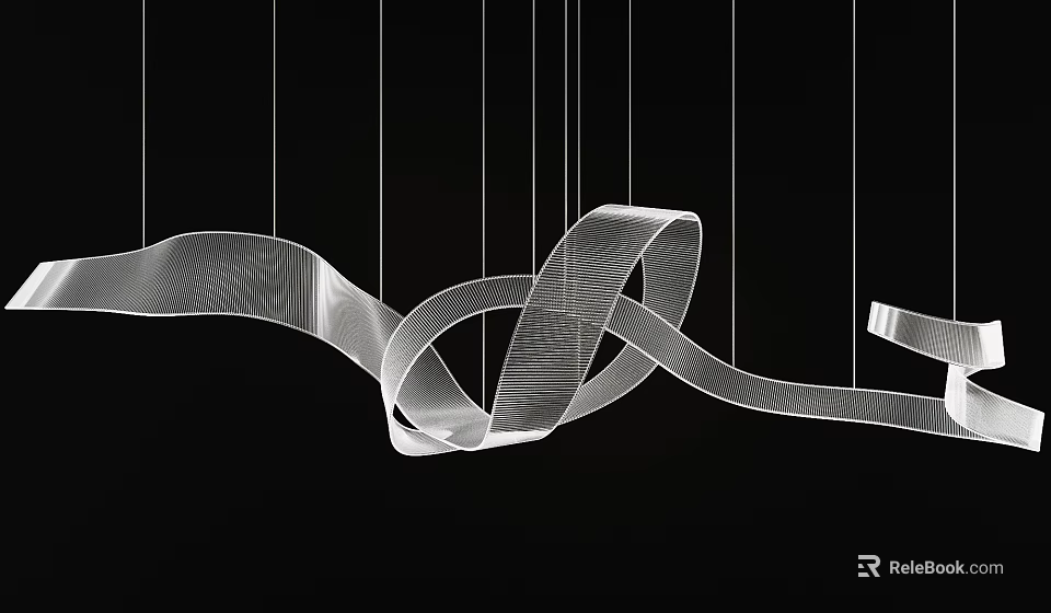 Modern Hanging Inflatable Ribbon Like Artistic Installation With Linear Design 3d model 