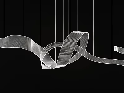 Modern Hanging Inflatable Ribbon Like Artistic Installation With Linear Design 3d model