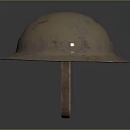 Military Weapon Helmet Featuring Dome Shaped Brim and Colorful Textured Surface