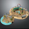 Modern Resort Area With Sandy Beach Pools Palm Trees Buildings And Water Slide