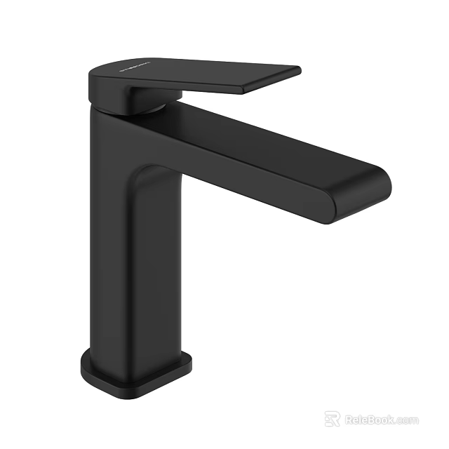Black Modern Single Handle Bathroom Faucet With Sleek Design And Square Base 3d model 