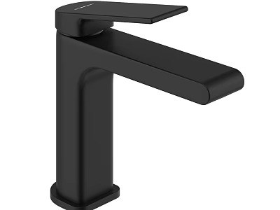 Black Modern Single Handle Bathroom Faucet With Sleek Design And Square Base 3d model
