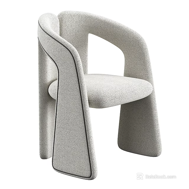 Modern Light Gray Fabric Accent Chair With Sleek Armrests And Ergonomic Design 3d model 