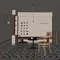 HAD Coffee Shop Interior Design With Tables Chairs Wall Decor Hanging Lights And Patterned Flooring