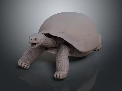 Detailed 3D Turtle Model With Open Mouth Textured Shell And Limbs 3d model