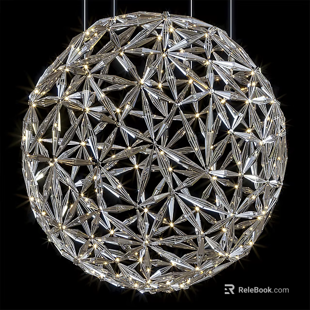 Spherical Geometric Lattice Chandelier With Transparent Material And Illuminated Modern Design 3d model 
